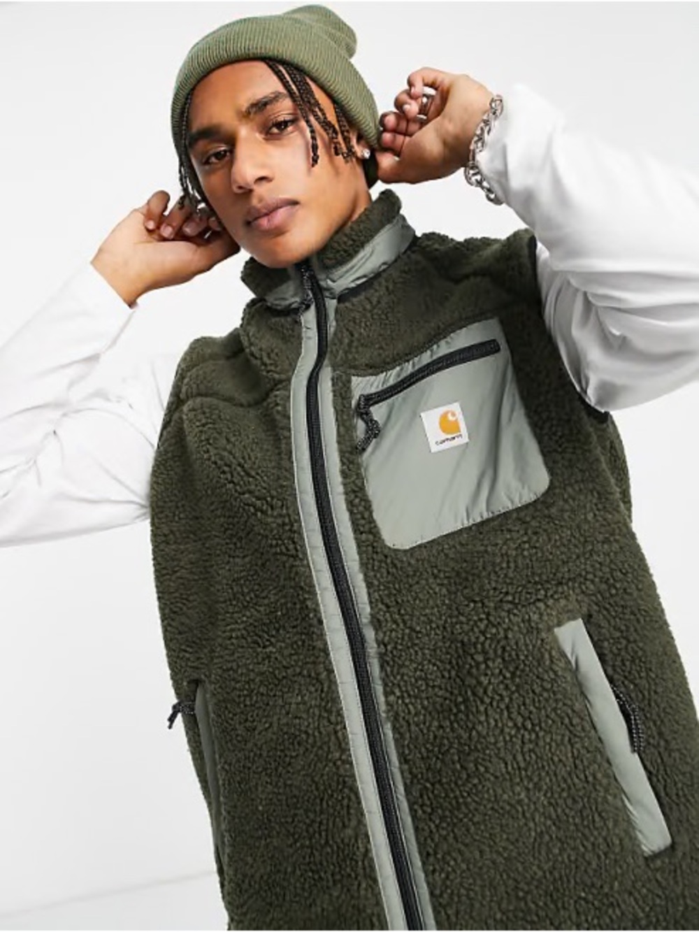 🐢 Carhartt WIP Prentis Sherpa Fleece Vest ~  Khaki